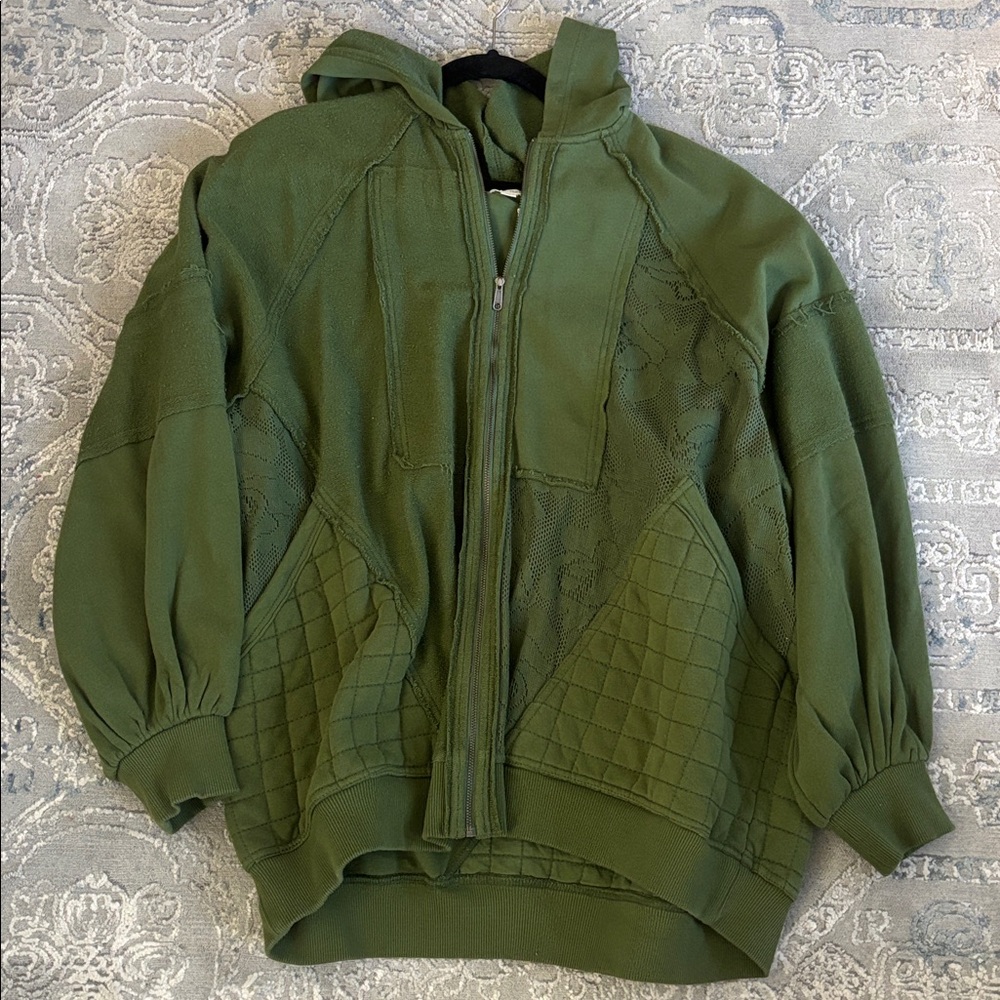Pilcro Mixed Print Zip-Up Hooded Sweatshirt - Size XXS/XS